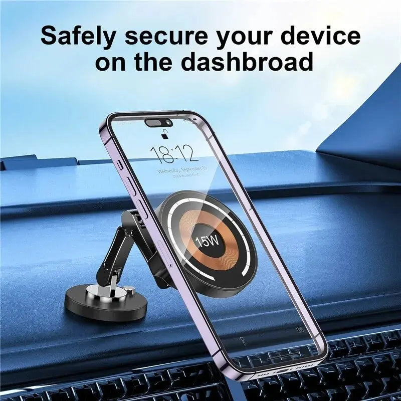 Magnetic Car Wireless Charger Stand Magnet Car Mount Fast Charging Station Phone Holder Bracket for Macsfae Iphone 15 14 13 12