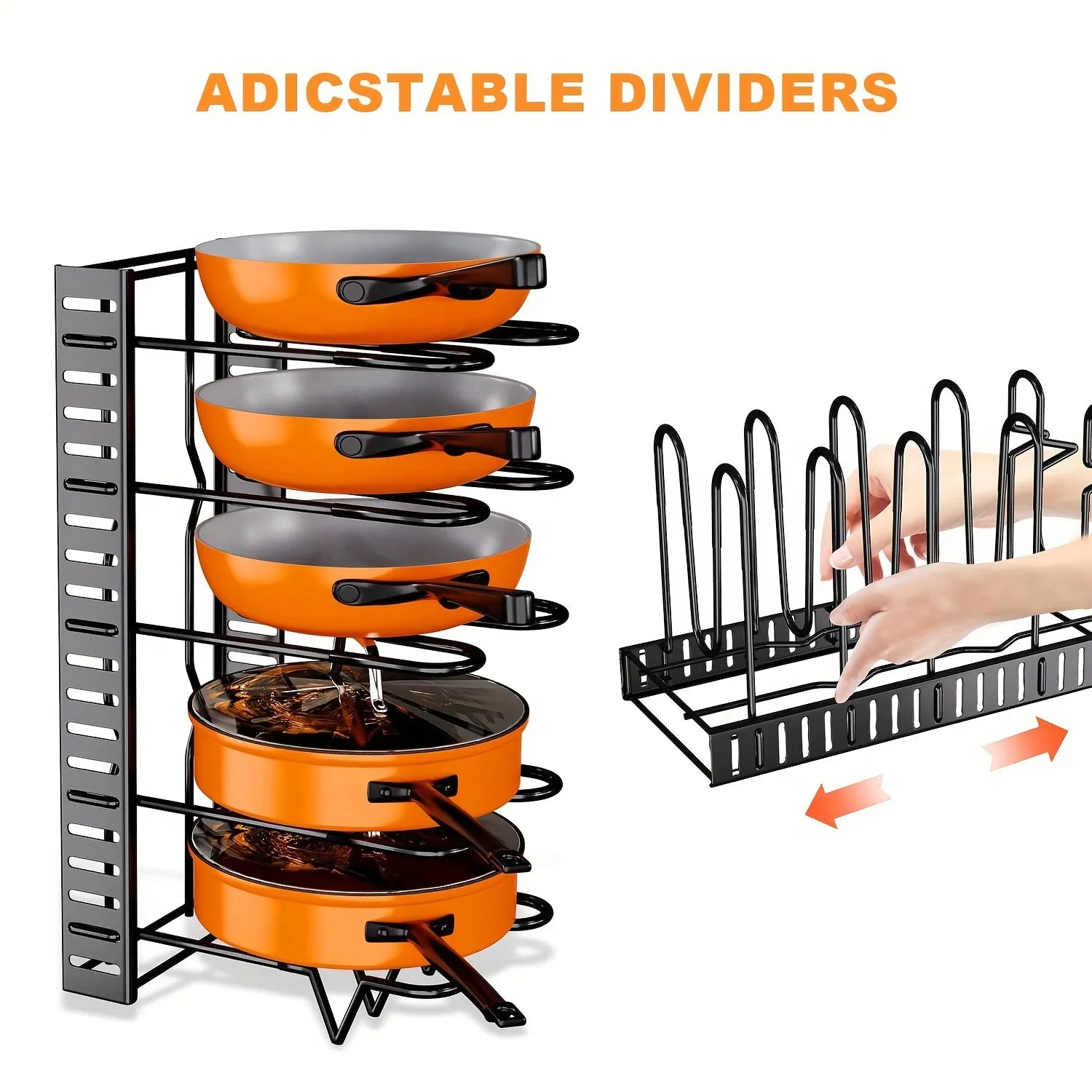 8 - Tier Duty Pot Rack Organizer Durable Metal,Space - saving Cabinet Holder for Pots,Pans and lids - Keep Your Kitchen Neat and Tidy - RELUX.STORE