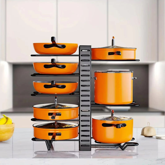 8 - Tier Duty Pot Rack Organizer Durable Metal,Space - saving Cabinet Holder for Pots,Pans and lids - Keep Your Kitchen Neat and Tidy - RELUX.STORE