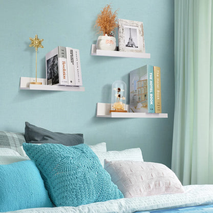 Floating Shelves,  Home Wood Shelf Wall Mounted, Set of 5, Multiple Sizes, White