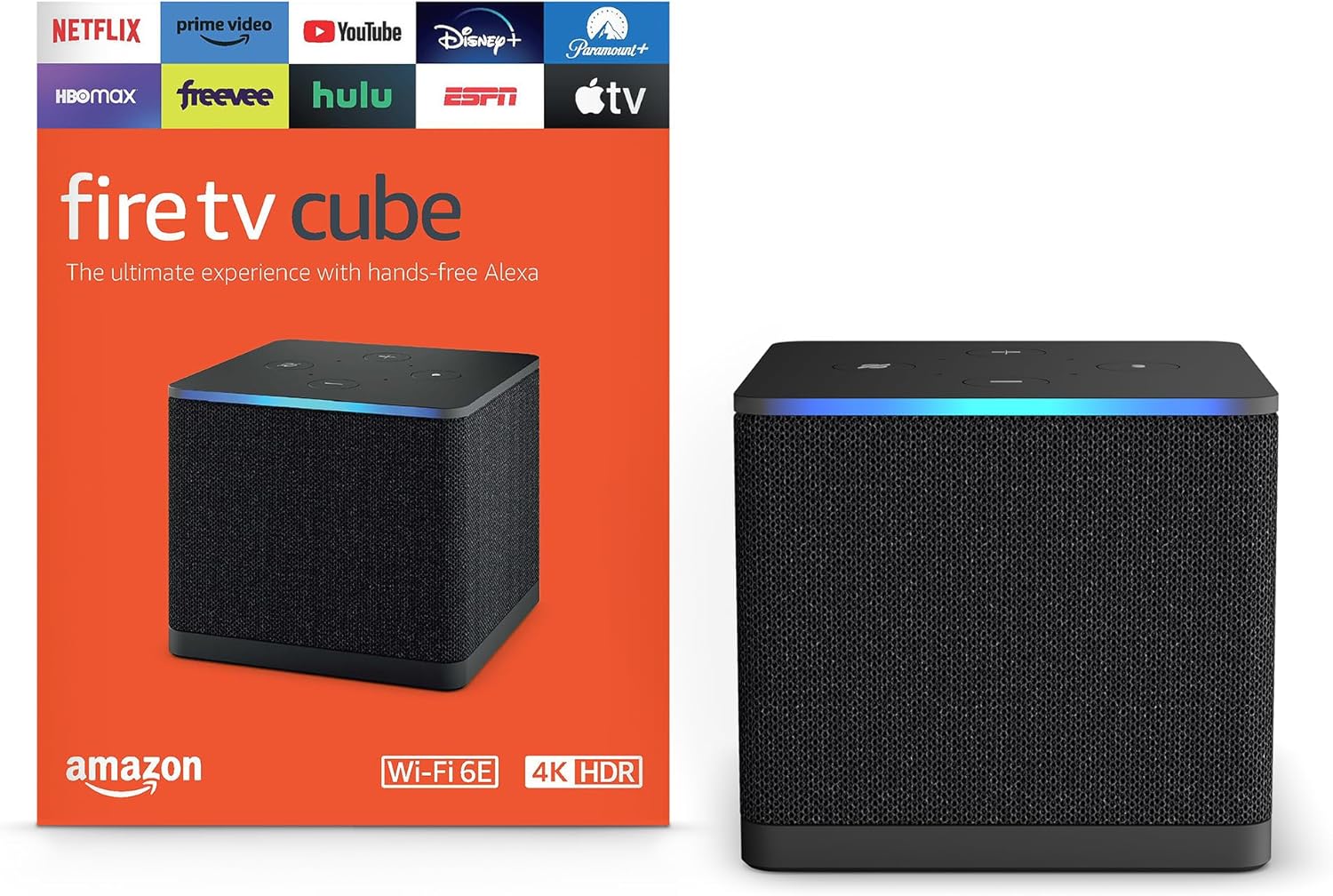 Fire TV Cube (Newest Model) with Ai-Powered Fire TV Search, Hands-Free Streaming Device with Alexa, Wi-Fi 6E, 4K Ultra HD