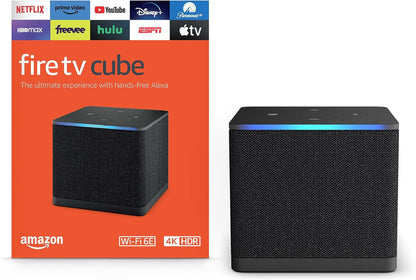 Fire TV Cube (Newest Model) with Ai-Powered Fire TV Search, Hands-Free Streaming Device with Alexa, Wi-Fi 6E, 4K Ultra HD
