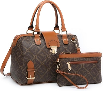 Women Barrel Handbags Fashion Satchel Bags Top Handle Shoulder Purses Vegan Leather Work Tote