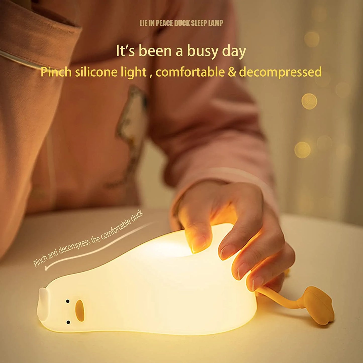 Lying Flat Duck Night Light LED Squishy Duck Lamp Cute Light Duck Silicone Dimmable Nursery Nightlight Rechargeable Bedside Touch Lamp Breastfeeding