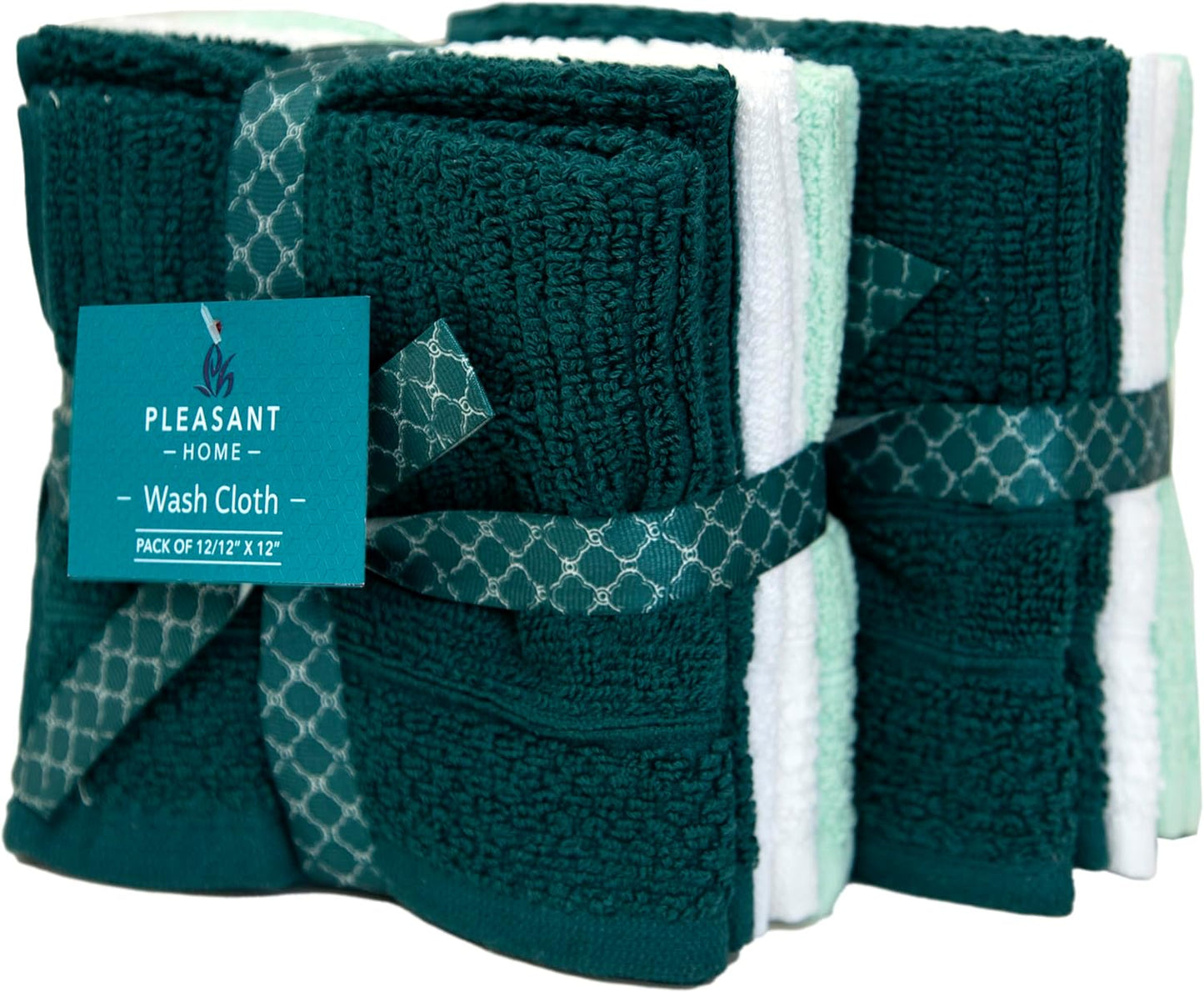 Diamond Wash Cloths Set - 12 Pack (12” X 12”) – 509 GSM - 100% Ring Spun Cotton Wash Cloth - Super Soft and Highly Absorbent Face Towels (Blush, White & Tan)