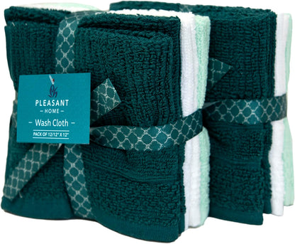 Diamond Wash Cloths Set - 12 Pack (12” X 12”) – 509 GSM - 100% Ring Spun Cotton Wash Cloth - Super Soft and Highly Absorbent Face Towels (Blush, White & Tan)