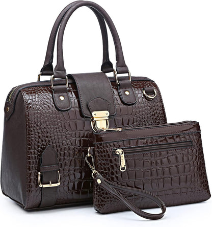 Women Barrel Handbags Fashion Satchel Bags Top Handle Shoulder Purses Vegan Leather Work Tote