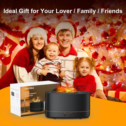 Essential Oil Diffuser & Humidifier – 200ml Flame Aroma Diffuser with 7 Color LED Lights & Timer | Aromatherapy Diffuser for Home, Bedroom & Office (Black)