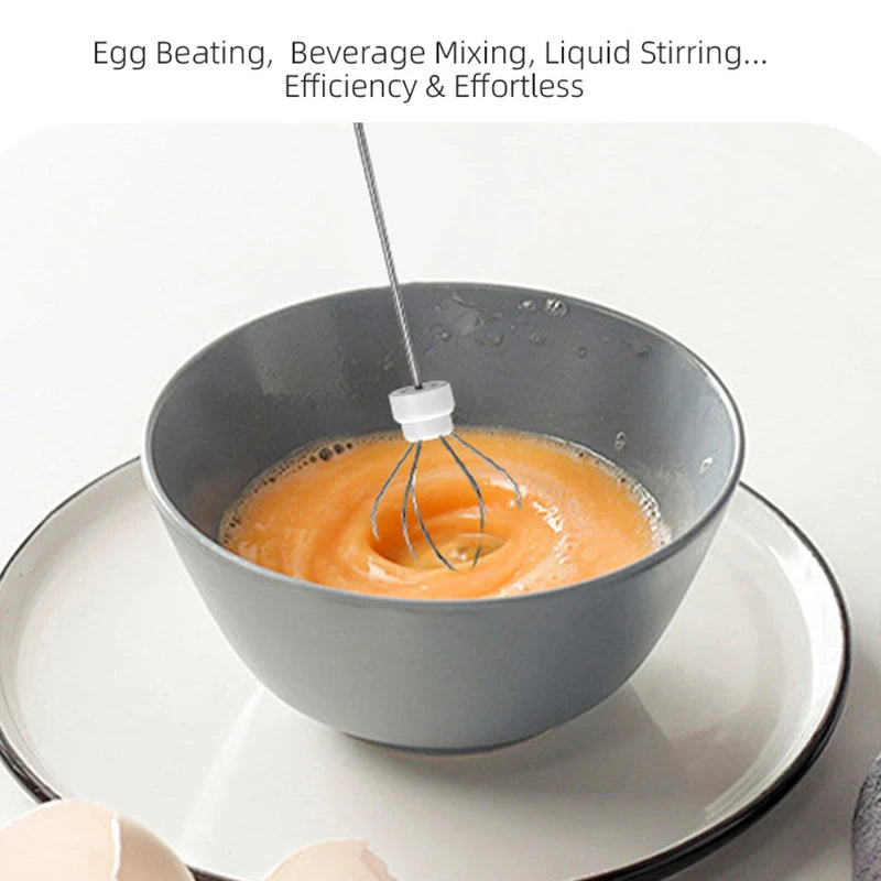 HOT Electric Milk Frother + Egg Beater Wireless Type-C Charging 3 Speeds Mini Handheld Foam Maker Coffee Whisk Cooking Tools