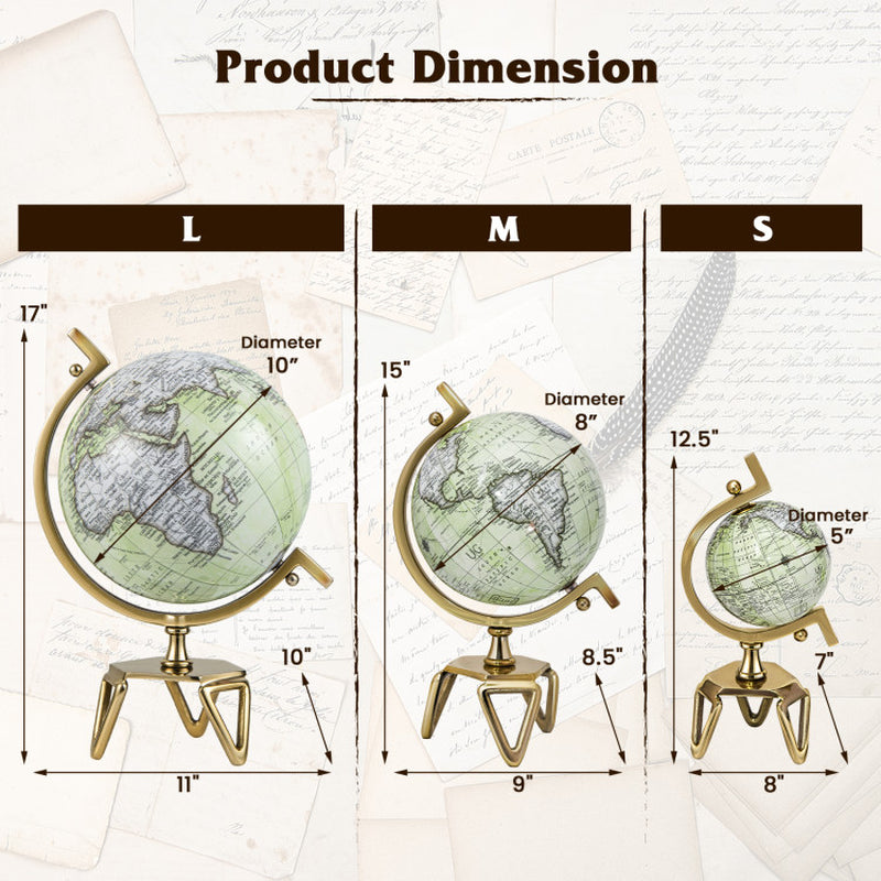 Educational Geographic 5/8/10 Inch World Globe with Triangle Metal Stand