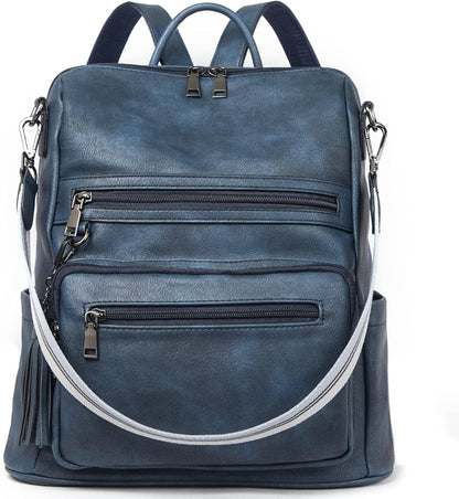 Womens Backpack Purse Vegan Leather Large Travel College Shoulder Bag with Tassel