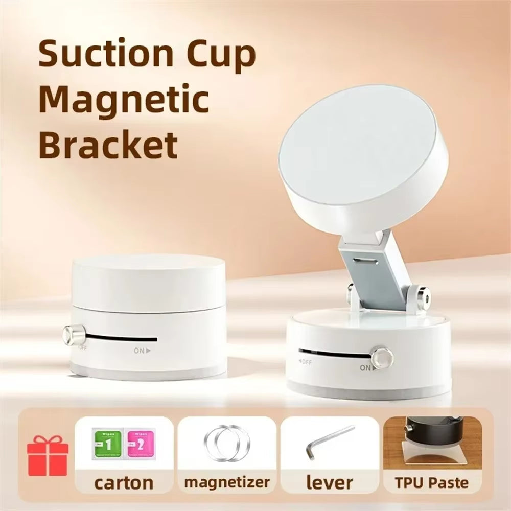 More Portable Vacuum Magnetic Mobile Phone Bracket Adjustable Double-Sided Suction Cup Holder Lazy Stand for All Smartphone