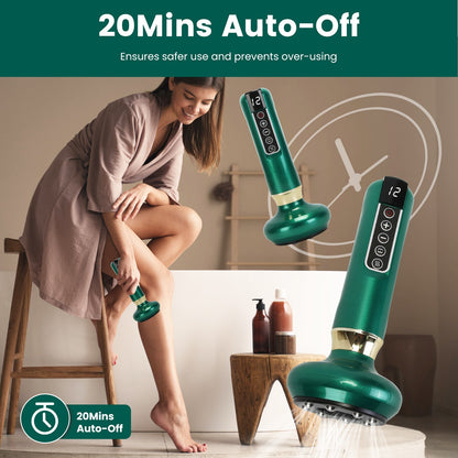 1Pc Anti Cellulite Massager Handheld Vacuum Suction Cupping Kit Beauty Tool With 12 Suction Mode 12 Heating 20Mins Auto-Off One-Key Pressure Release For Abdomen Thighs Buttocks Neck