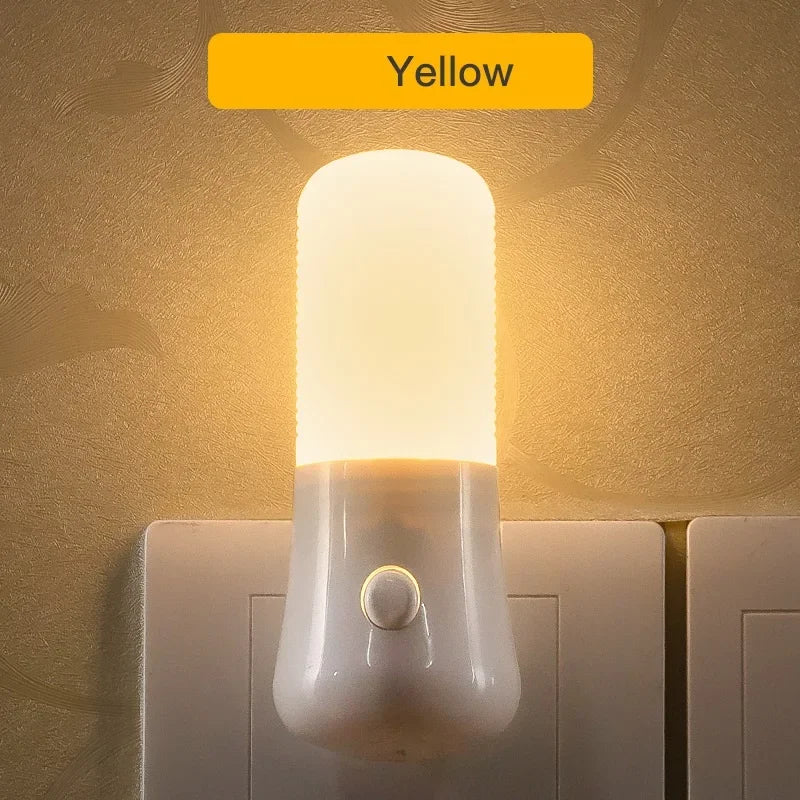 EU/US Plug Night Lights LED Night Light Push Button Switch Bedroom Bedside Lamp Baby Room Corridor Home Decor Wall Socket Lamp