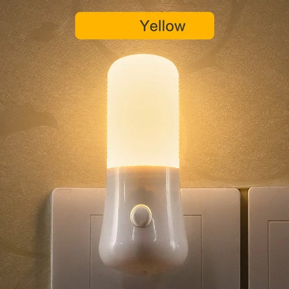 EU/US Plug Night Lights LED Night Light Push Button Switch Bedroom Bedside Lamp Baby Room Corridor Home Decor Wall Socket Lamp