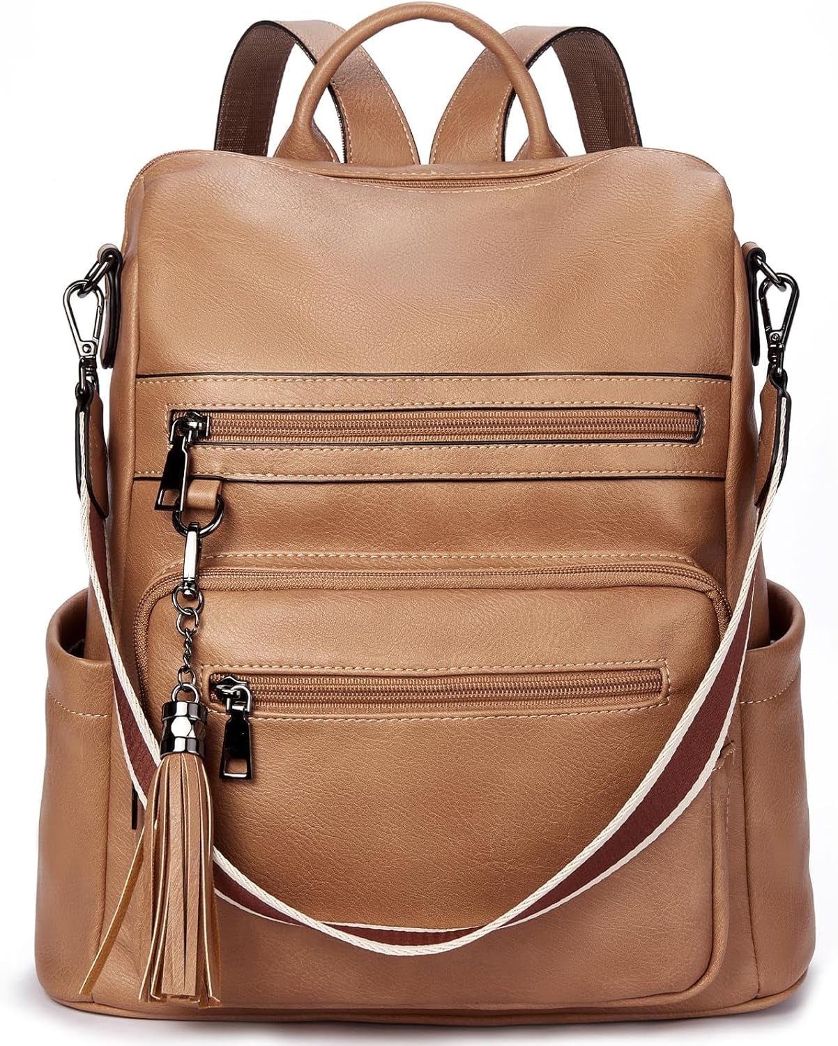 Womens Backpack Purse Vegan Leather Large Travel College Shoulder Bag with Tassel