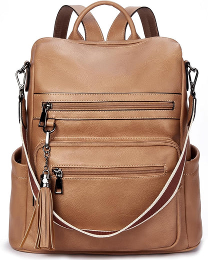 Womens Backpack Purse Vegan Leather Large Travel College Shoulder Bag with Tassel