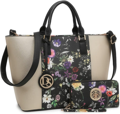 Satchel Purse Handbag for Women Large Shoulder Work Tote Bag with Matching Wallet
