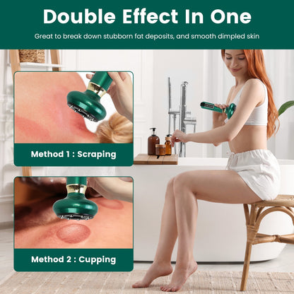 1Pc Anti Cellulite Massager Handheld Vacuum Suction Cupping Kit Beauty Tool With 12 Suction Mode 12 Heating 20Mins Auto-Off One-Key Pressure Release For Abdomen Thighs Buttocks Neck