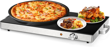 Electric Food Warmer 2 Packs, 22''X15'' Food Warmers for Parties, Adjustable Temperature Control, Tempered Glass Surface, Hot Plate for Buffet, Electric Warming Tray for Restaurants, Events