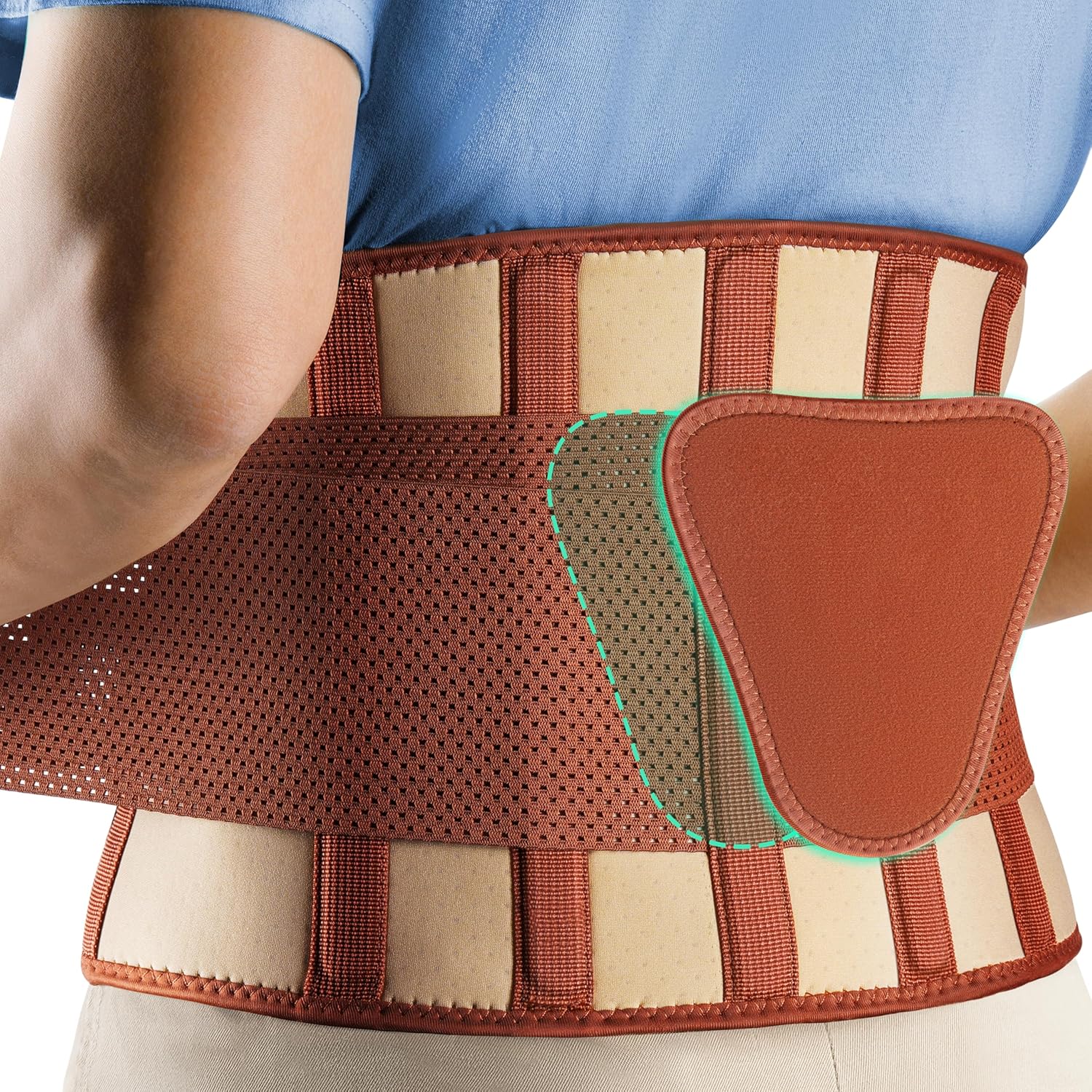 Back Brace Support Belt-Lumbar Support Back Brace for Back Pain, Sciatica, Scoliosis, Herniated Disc Adjustable Support Straps-Lower Back Brace with Removable Lumbar Pad for Men & Women