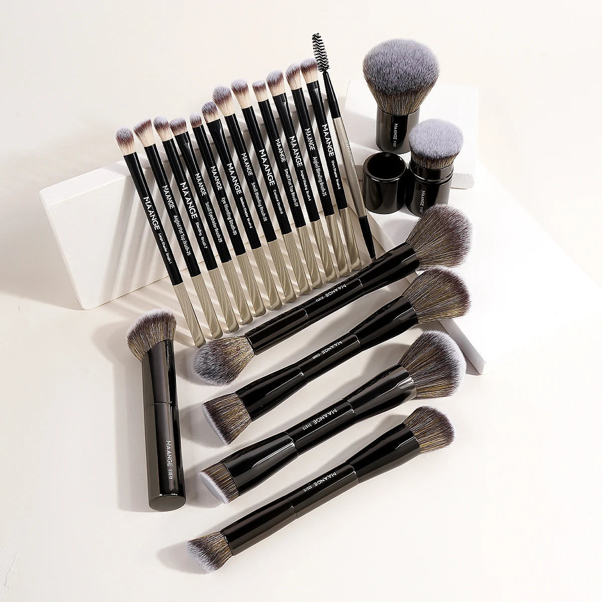MAANGE 20pcs/set Pro Makeup Brushes Double Ended Foundation Concealers Blush Eye Shadows Brush for Liquid Cream Powder Blending RELUX.STORE