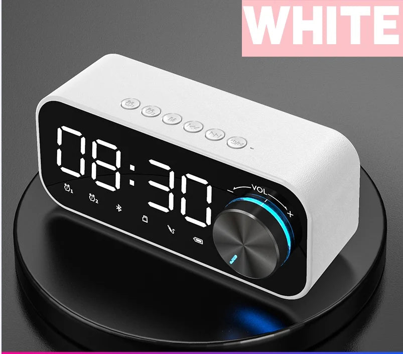 APP Volume Knob Subwoofer Mini Portable Desktop Alarm Clock LED Speakers Bass FM Radio Wireless Speaker Night Light BT Speaker