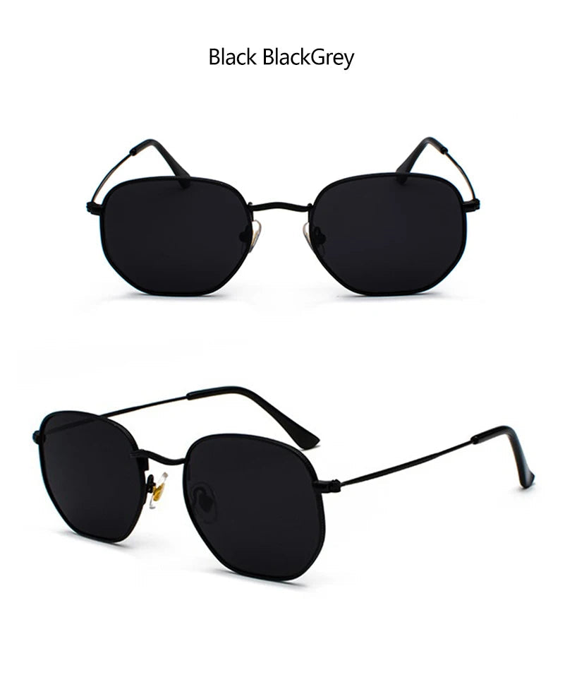 Hexagon Men Women Sunglasses Square Polygon Sun Glasses Brand Designer Retro Shades Metal Frame Eyewear TOP UV400 de sol hombre RELUX.STORE
