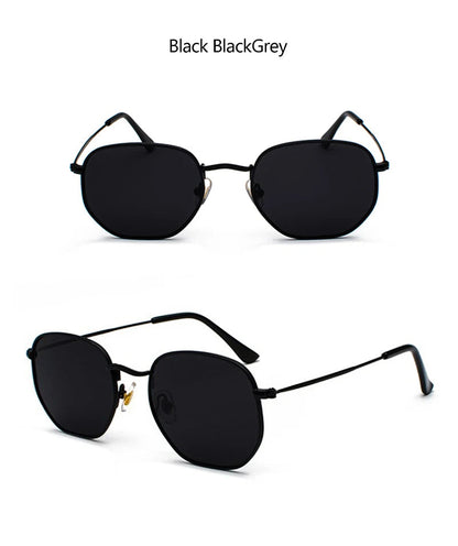 Hexagon Men Women Sunglasses Square Polygon Sun Glasses Brand Designer Retro Shades Metal Frame Eyewear TOP UV400 de sol hombre RELUX.STORE