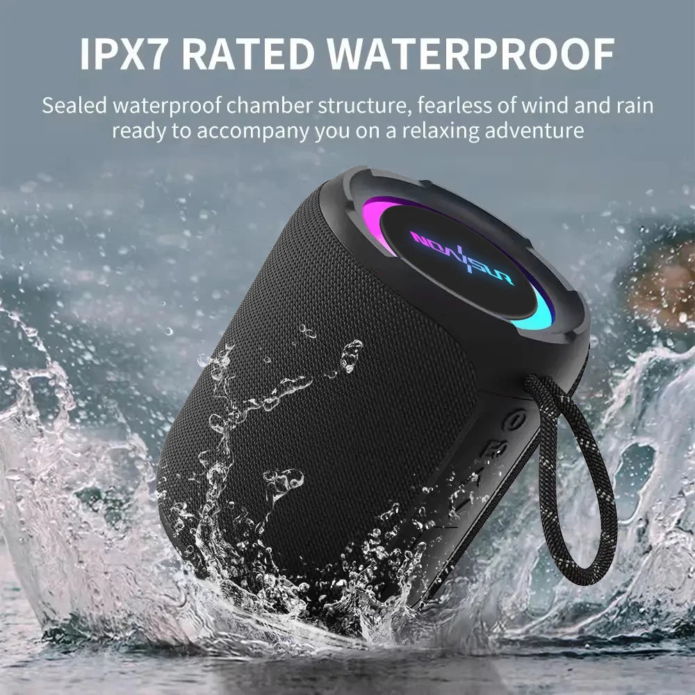 Double Pairing Wireless Speaker 360 Degree Stereo Subwoofer IPX7 Waterproof with Lighting 40W Portable Bluetooth Speaker