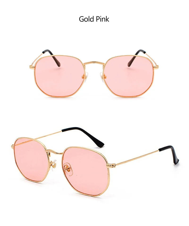 Hexagon Men Women Sunglasses Square Polygon Sun Glasses Brand Designer Retro Shades Metal Frame Eyewear TOP UV400 de sol hombre RELUX.STORE