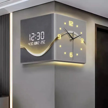 Silent Double-Sided Acrylic Digital Display Needle Wall Clock Electric Living Room Corner Abstract Art for Home Decor USB Mode