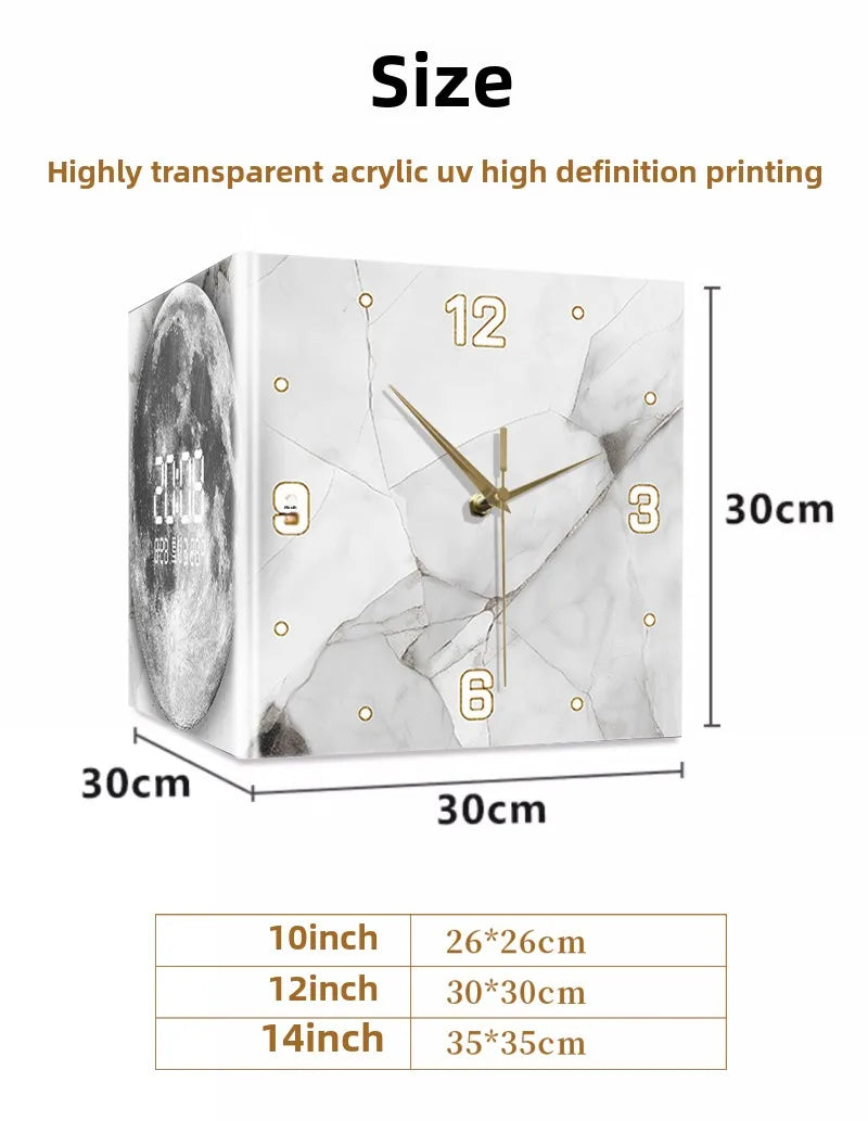 Green Plant-Themed Digital Display Wall Clock Double-Sided at Living Room Corner Single Face Electric Motive