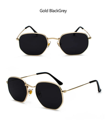 Hexagon Men Women Sunglasses Square Polygon Sun Glasses Brand Designer Retro Shades Metal Frame Eyewear TOP UV400 de sol hombre RELUX.STORE