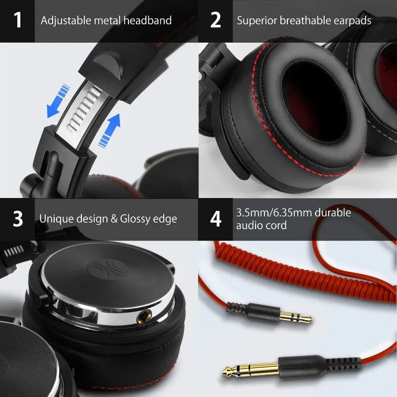 Oneodio Wired Headphones Professional Studio DJ Headphone With Microphone Over Ear Hi-Res Headset Monitoring For Music Phone RELUX.STORE