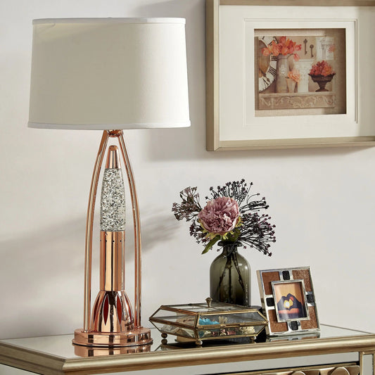 DB Modern Design Home Decor 1pc Water Dancing Table Lamp Beautiful Luxurious Sparkling Night Lamp with Dome Shade Copper Finish RELUX.STORE