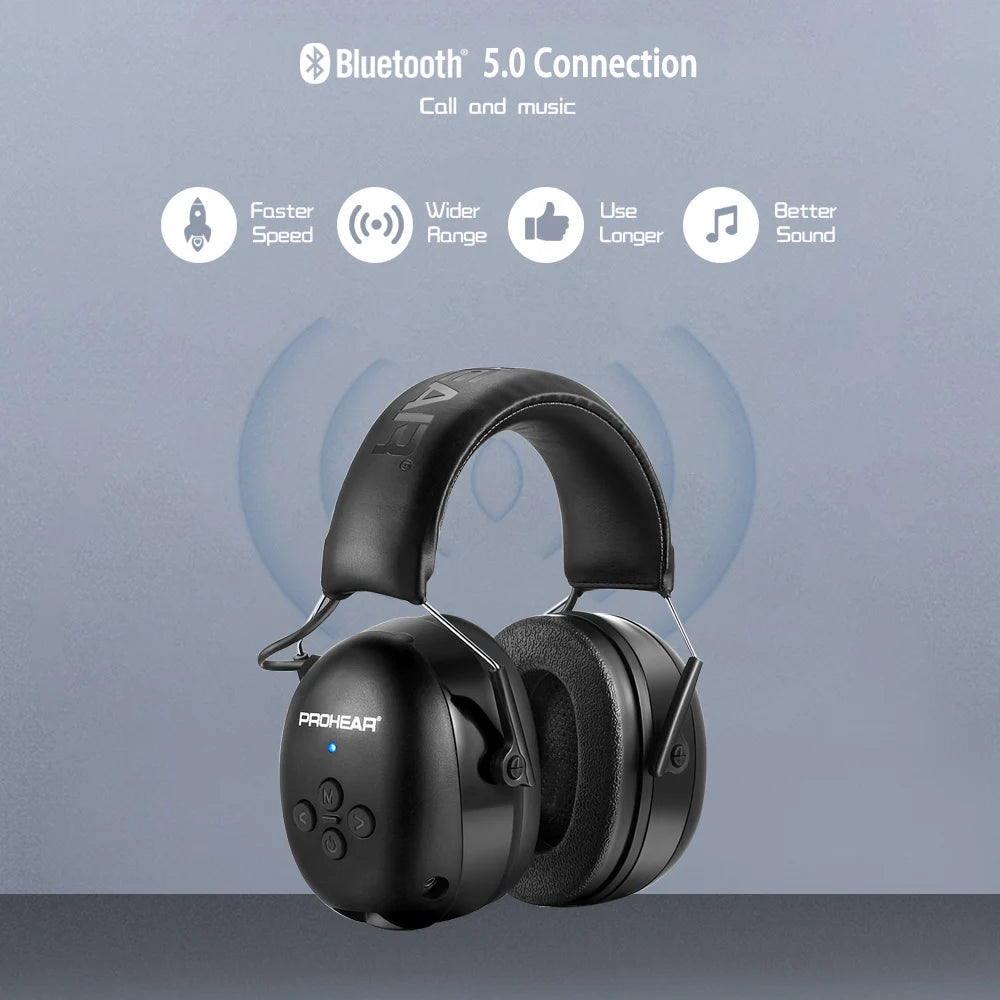 ZOHAN Electronic Headphone 5.0 Bluetooth Earmuffs Hearing Protection Headphones for Music Safety Noise Reduction Charging RELUX.STORE