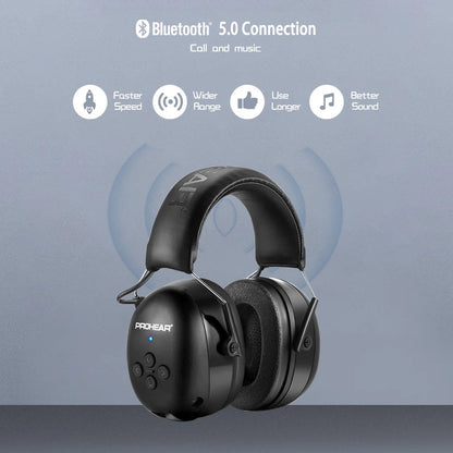 ZOHAN Electronic Headphone 5.0 Bluetooth Earmuffs Hearing Protection Headphones for Music Safety Noise Reduction Charging RELUX.STORE