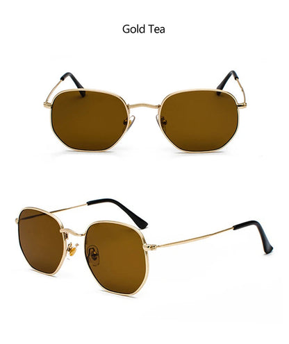 Hexagon Men Women Sunglasses Square Polygon Sun Glasses Brand Designer Retro Shades Metal Frame Eyewear TOP UV400 de sol hombre RELUX.STORE
