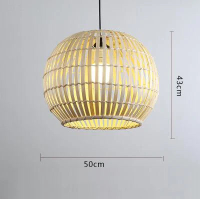 Bamboo Rattan Pendant Lamp Handmade Natural Boho Ceiling Light for Restaurant Cafe Home LED Lighting Fixture Vintage Ethnic Deco