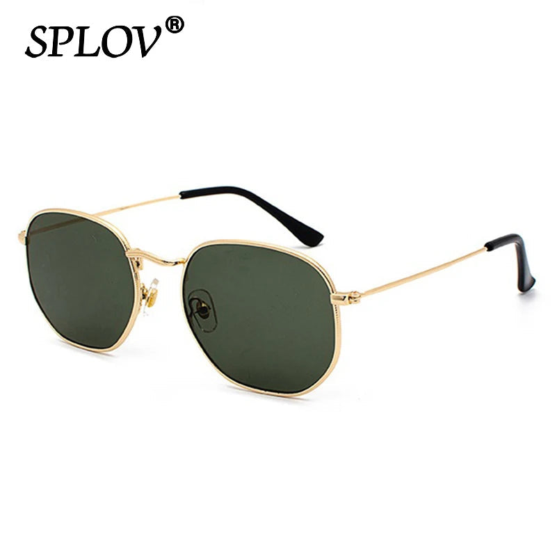Hexagon Men Women Sunglasses Square Polygon Sun Glasses Brand Designer Retro Shades Metal Frame Eyewear TOP UV400 de sol hombre RELUX.STORE