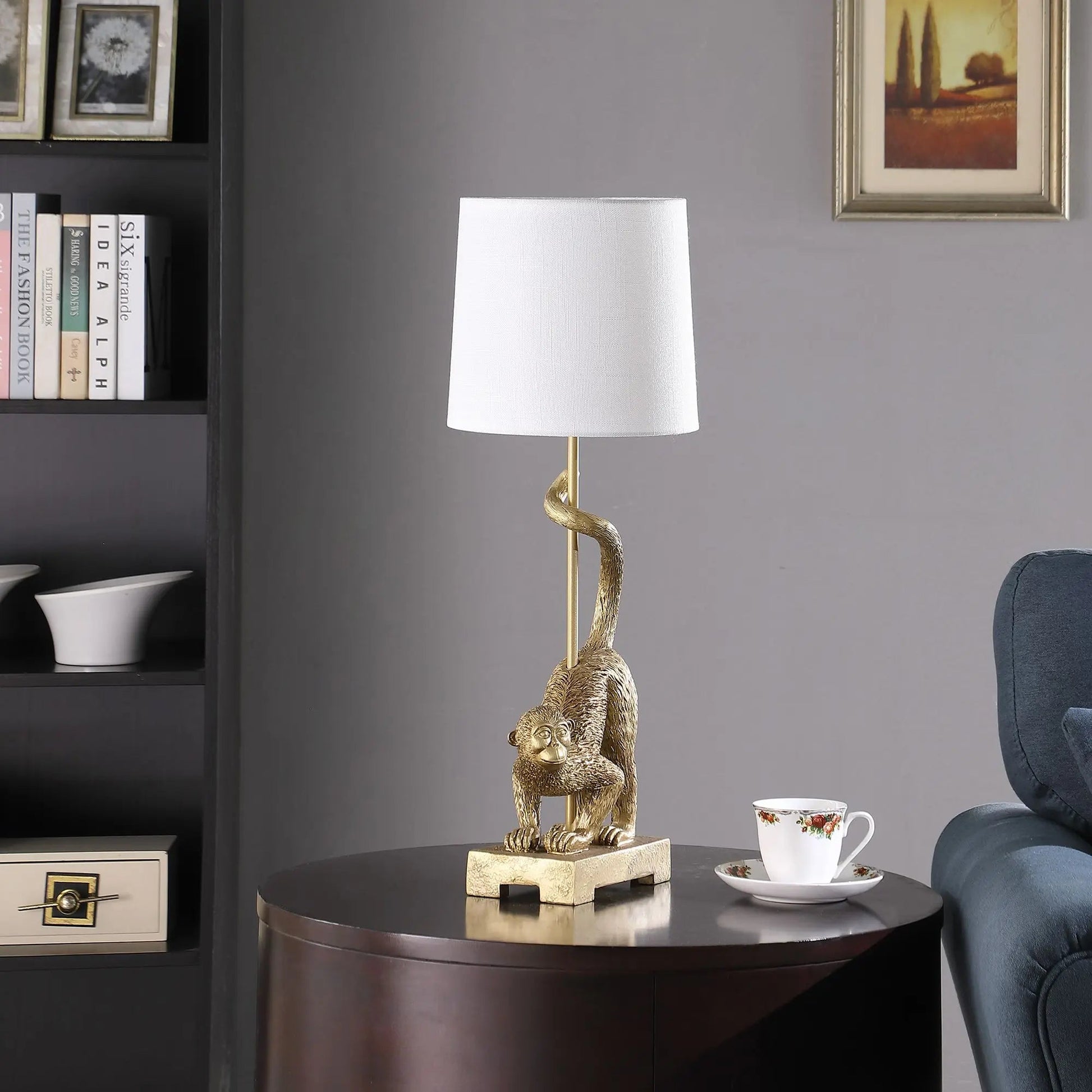DB 24\" Old World Gold Capuchin Monkey Polyresin Table Lamp Wildlife-Inspired Design RELUX.STORE