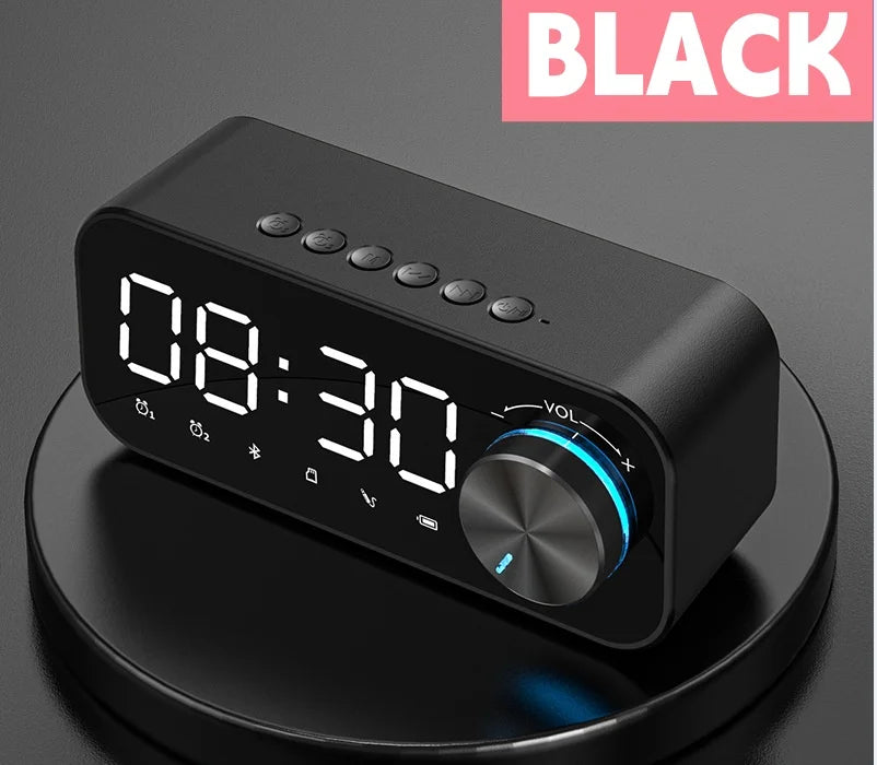 APP Volume Knob Subwoofer Mini Portable Desktop Alarm Clock LED Speakers Bass FM Radio Wireless Speaker Night Light BT Speaker