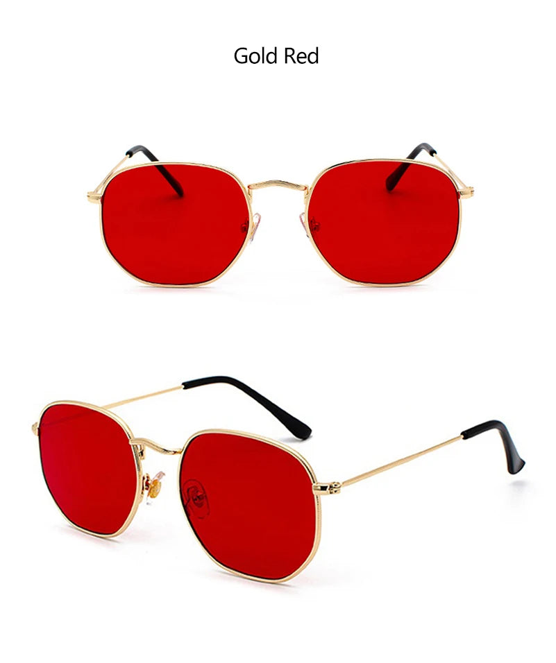 Hexagon Men Women Sunglasses Square Polygon Sun Glasses Brand Designer Retro Shades Metal Frame Eyewear TOP UV400 de sol hombre RELUX.STORE