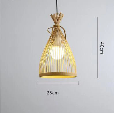 Bamboo Rattan Pendant Lamp Handmade Natural Boho Ceiling Light for Restaurant Cafe Home LED Lighting Fixture Vintage Ethnic Deco