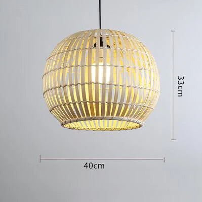 Bamboo Rattan Pendant Lamp Handmade Natural Boho Ceiling Light for Restaurant Cafe Home LED Lighting Fixture Vintage Ethnic Deco