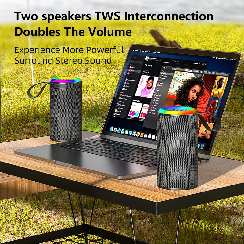 High Quality Portable Wireless RGB LED Subwoofer Speakers Outdoor Use Mini Bluetooth Speaker