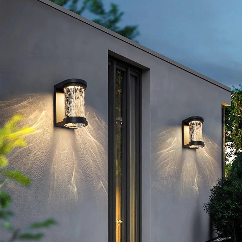 Outdoor Waterproof LED Wall Lamp for Villa Courtyard Doorway Pillar Balcony-Solar Powered Cylinder Shape Polycarbonate Diffuser