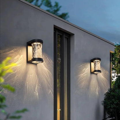 Outdoor Waterproof LED Wall Lamp for Villa Courtyard Doorway Pillar Balcony-Solar Powered Cylinder Shape Polycarbonate Diffuser
