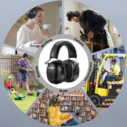 ZOHAN Electronic Headphone 5.0 Bluetooth Earmuffs Hearing Protection Headphones for Music Safety Noise Reduction Charging RELUX.STORE